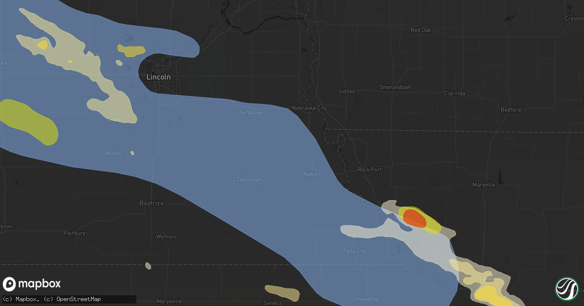 Hail map in Brock, NE on August 19, 2026