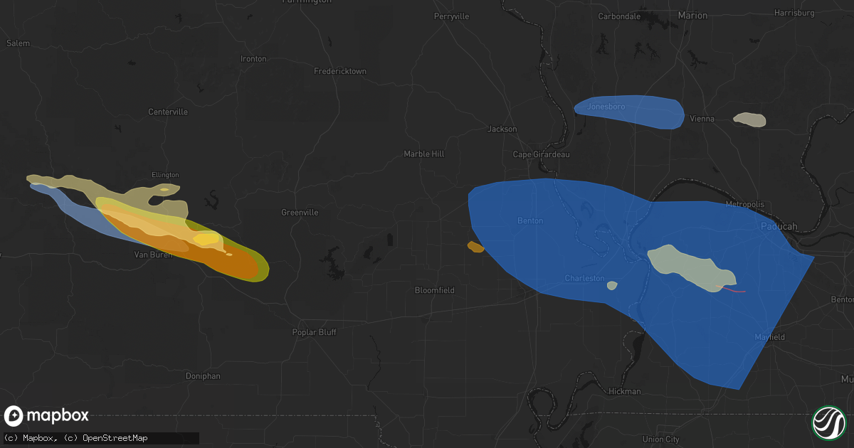 Hail map in Brownwood, MO on August 19, 2026