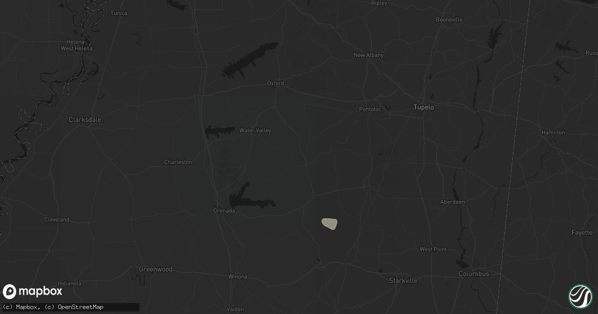 Hail map in Bruce, MS on August 19, 2026
