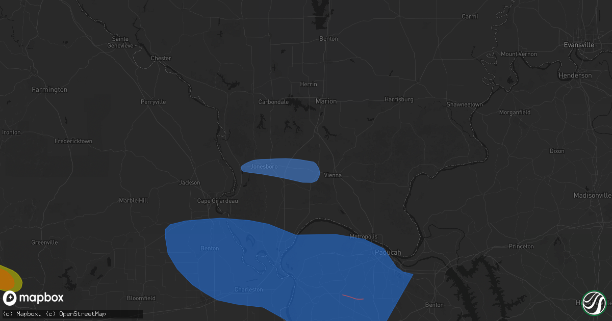 Hail map in Buncombe, IL on August 19, 2026