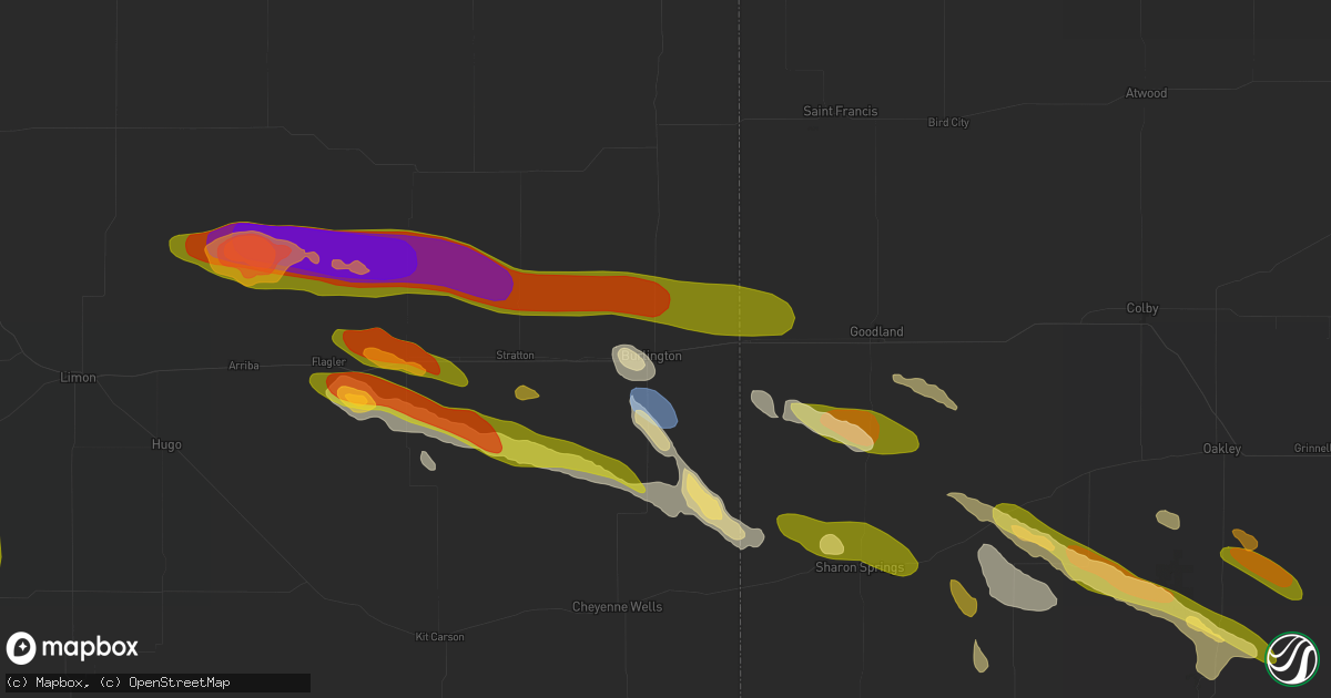 Hail map in Burlington, CO on August 19, 2026