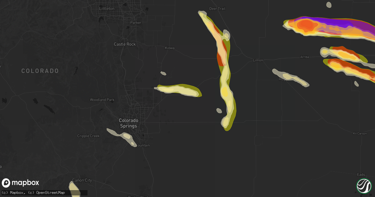 Hail map in Calhan, CO on August 19, 2026