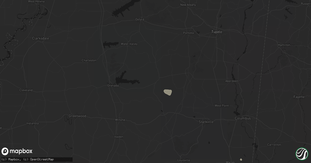 Hail map in Calhoun City, MS on August 19, 2026