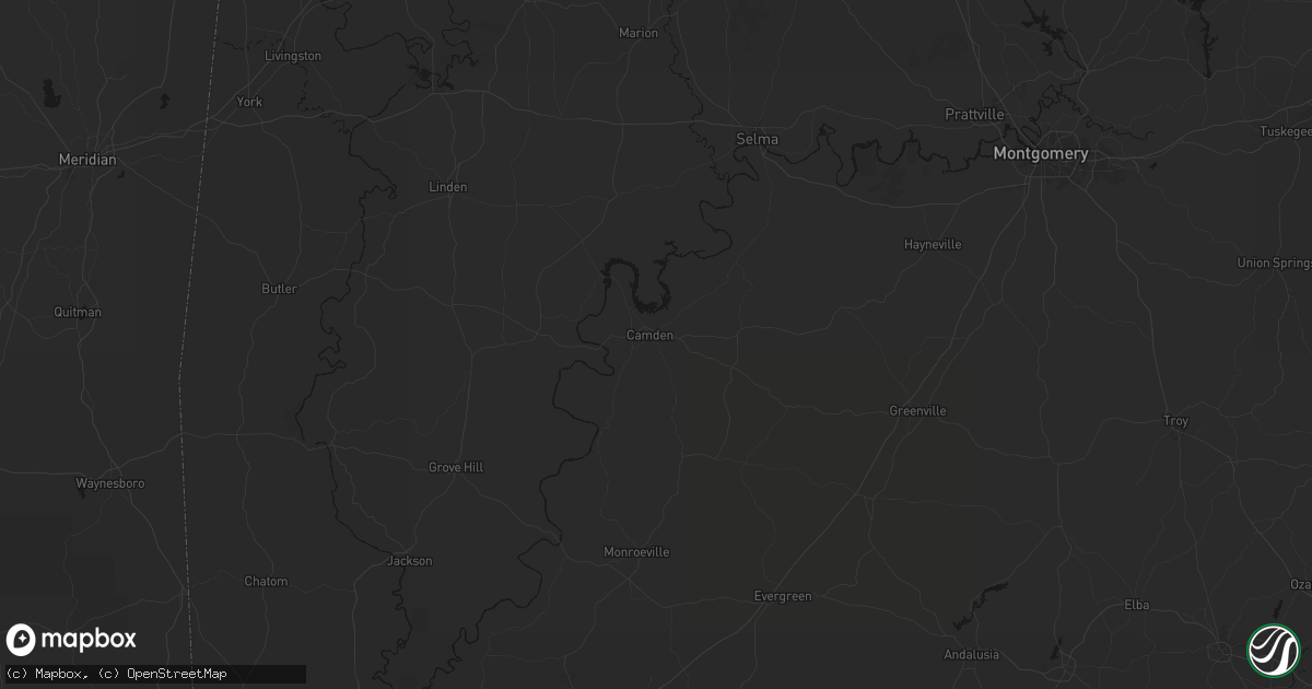 Hail map in Camden, AL on August 19, 2026