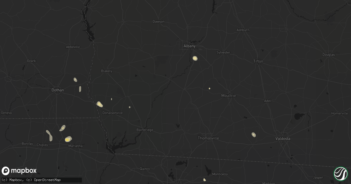Hail map in Camilla, GA on August 19, 2026