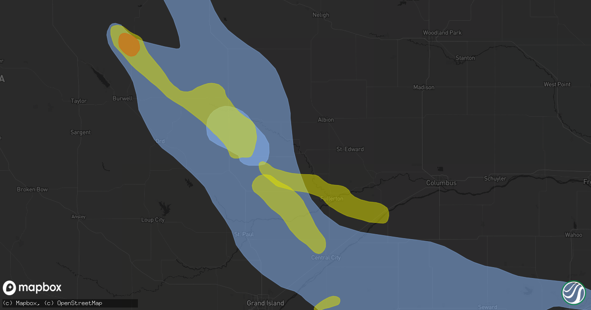 Hail map in Cedar Rapids, NE on August 19, 2026