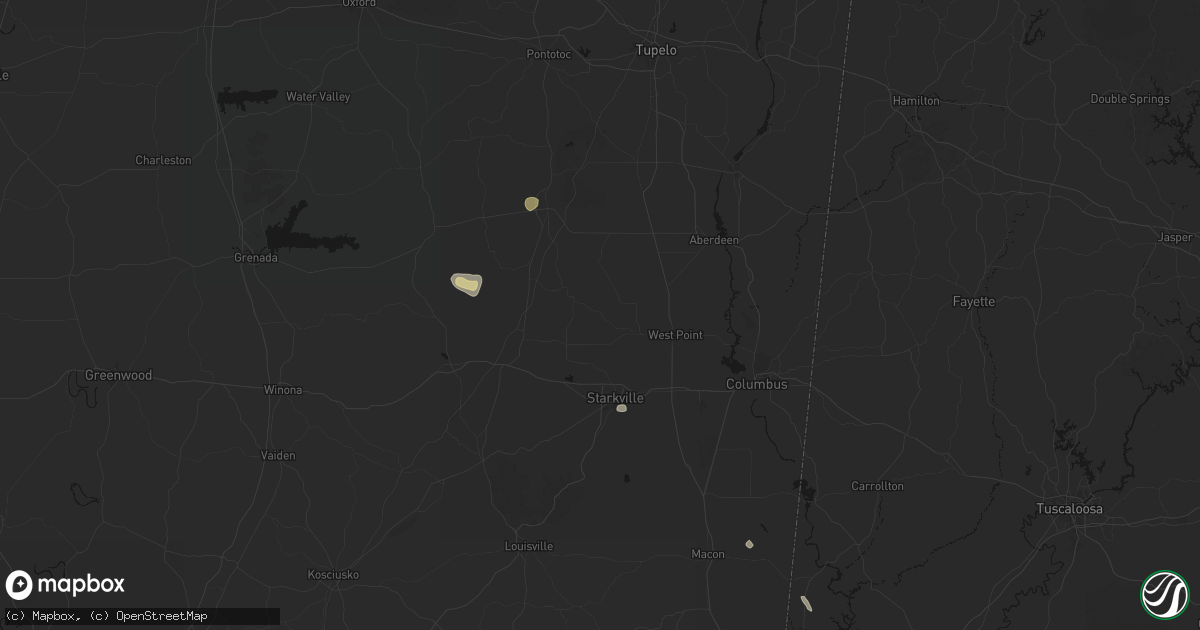 Hail map in Cedarbluff, MS on August 19, 2026