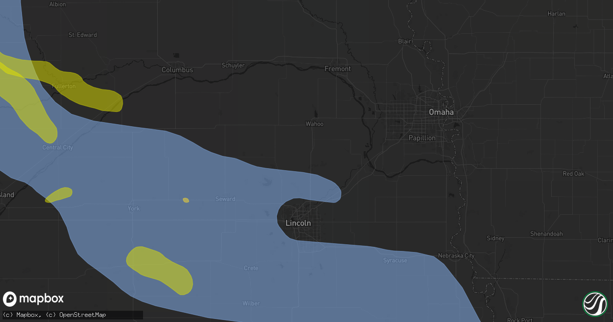 Hail map in Ceresco, NE on August 19, 2026