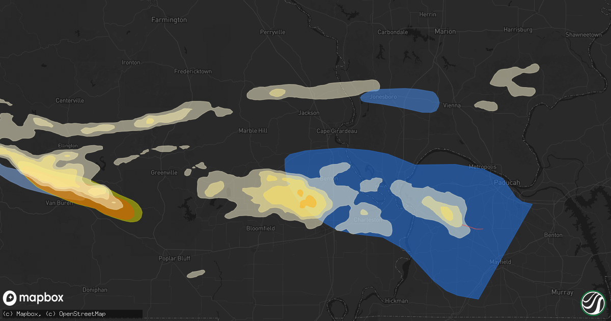 Hail map in Chaffee, MO on August 19, 2026