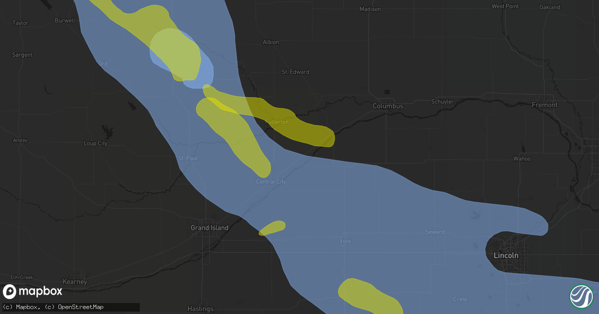 Hail map in Clarks, NE on August 19, 2026