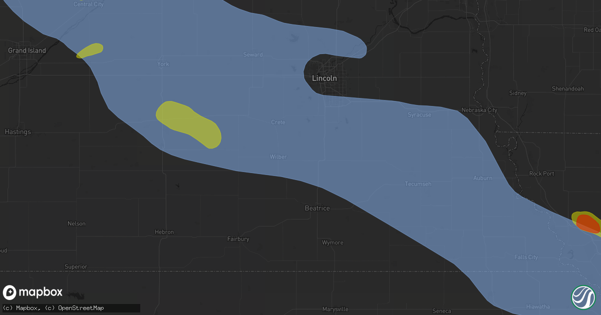 Hail map in Clatonia, NE on August 19, 2026