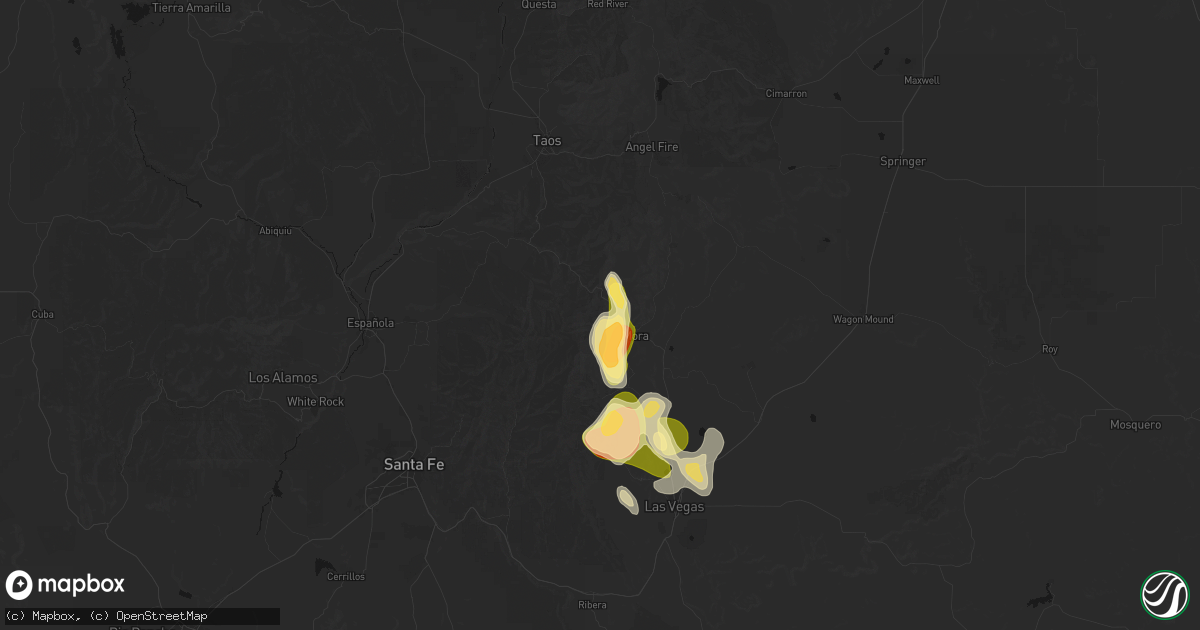 Hail map in Cleveland, NM on August 19, 2026