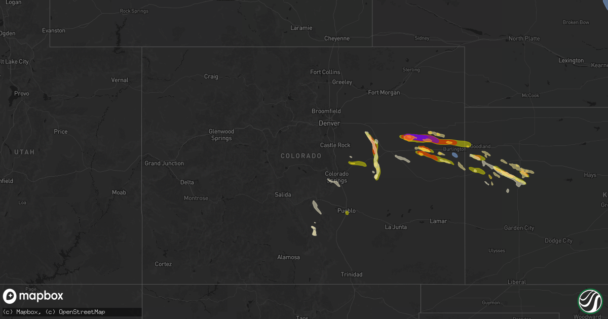 Hail map in Colorado on August 19, 2026