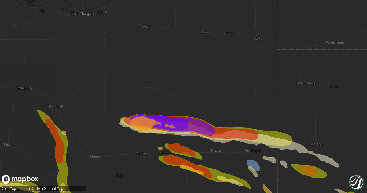 Hail map in Cope, CO on August 19, 2026