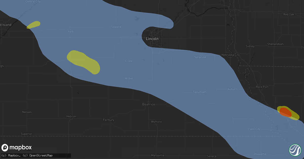 Hail map in Cortland, NE on August 19, 2026