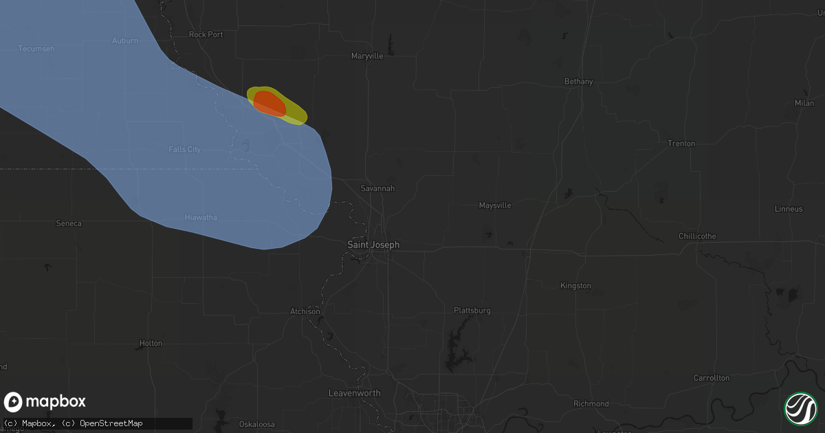 Hail map in Cosby, MO on August 19, 2026