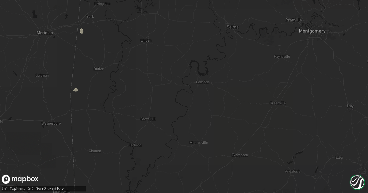Hail map in Coy, AL on August 19, 2026