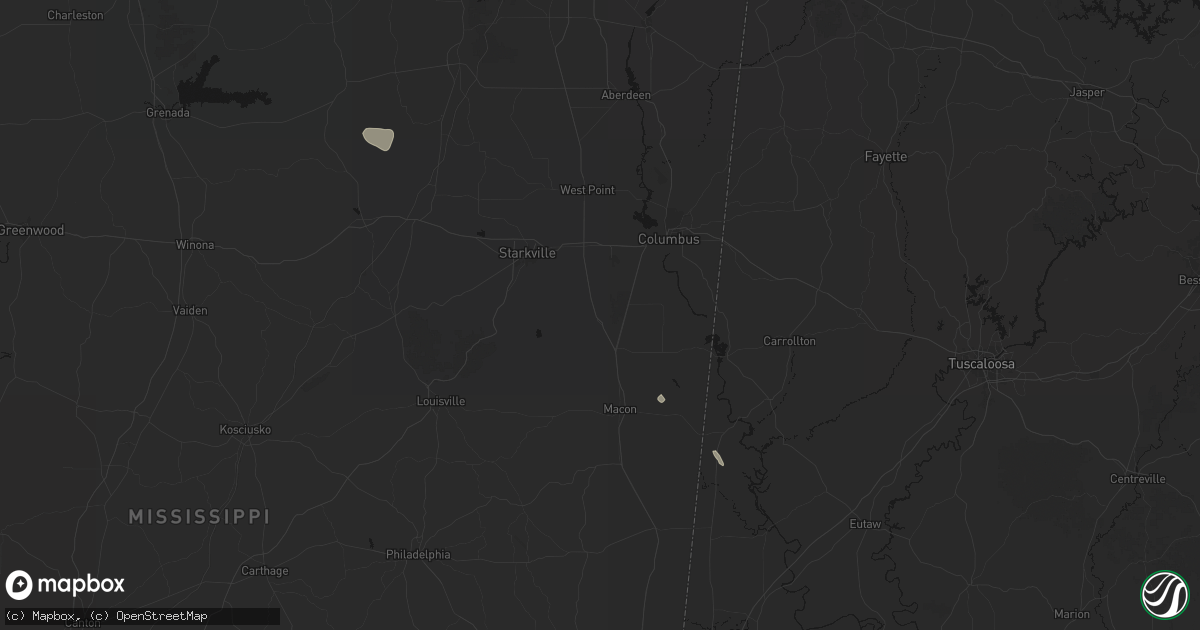 Hail map in Crawford, MS on August 19, 2026