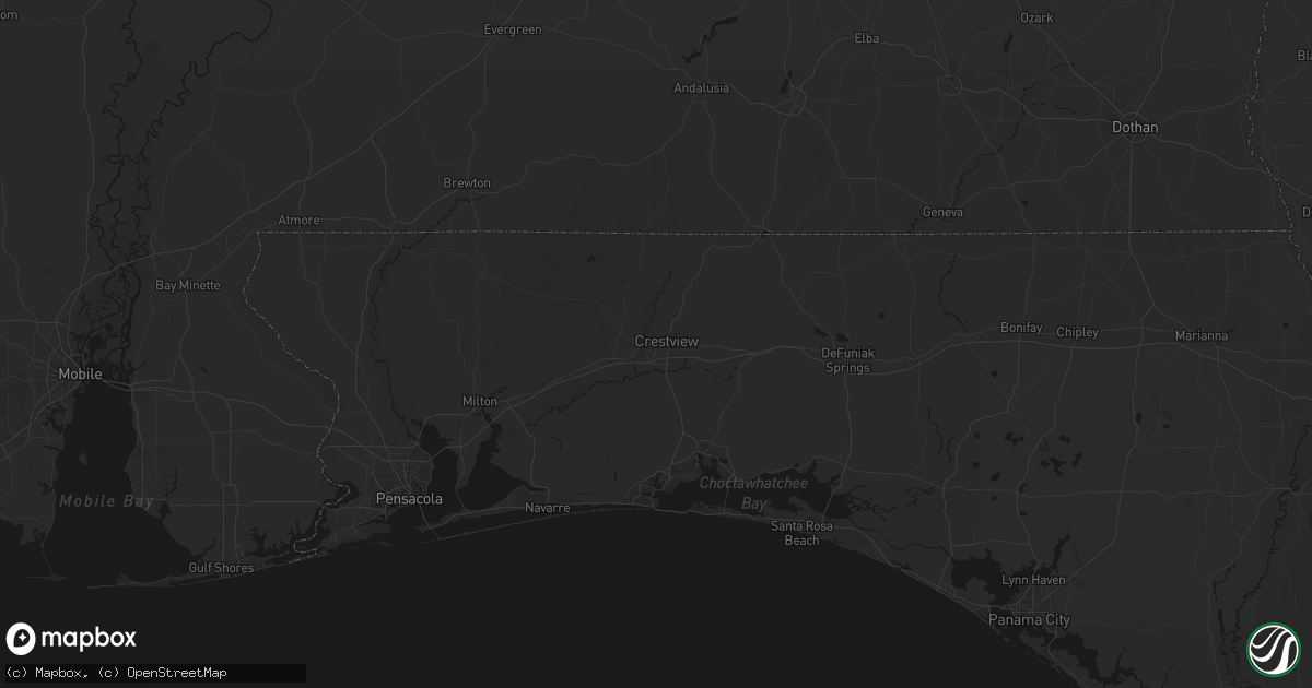 Hail map in Crestview, FL on August 19, 2026