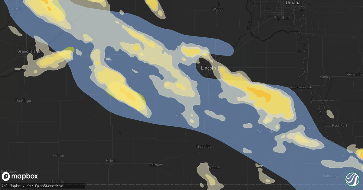Hail map in Crete, NE on August 19, 2026