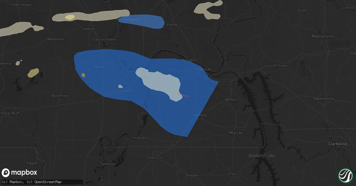 Hail map in Cunningham, KY on August 19, 2026