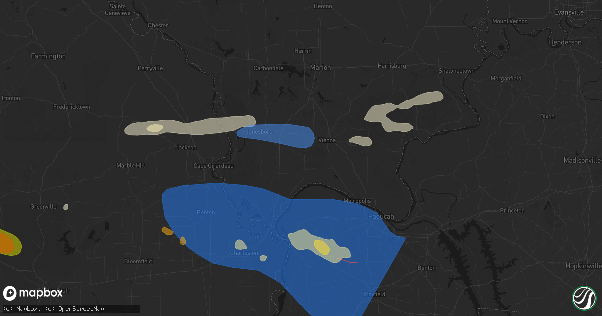 Hail map in Cypress, IL on August 19, 2026