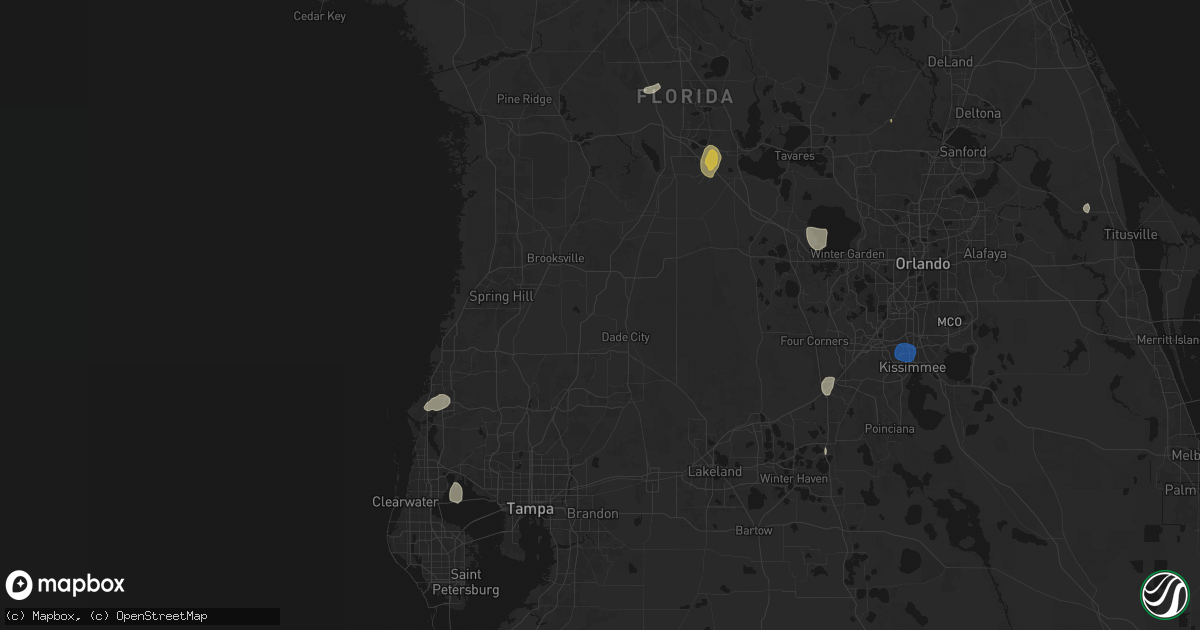 Hail map in Dade City, FL on August 19, 2026