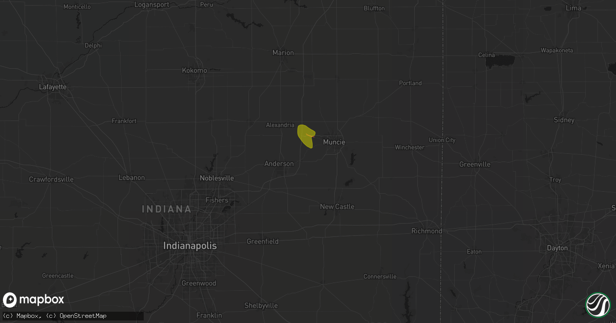 Hail map in Daleville, IN on August 19, 2026