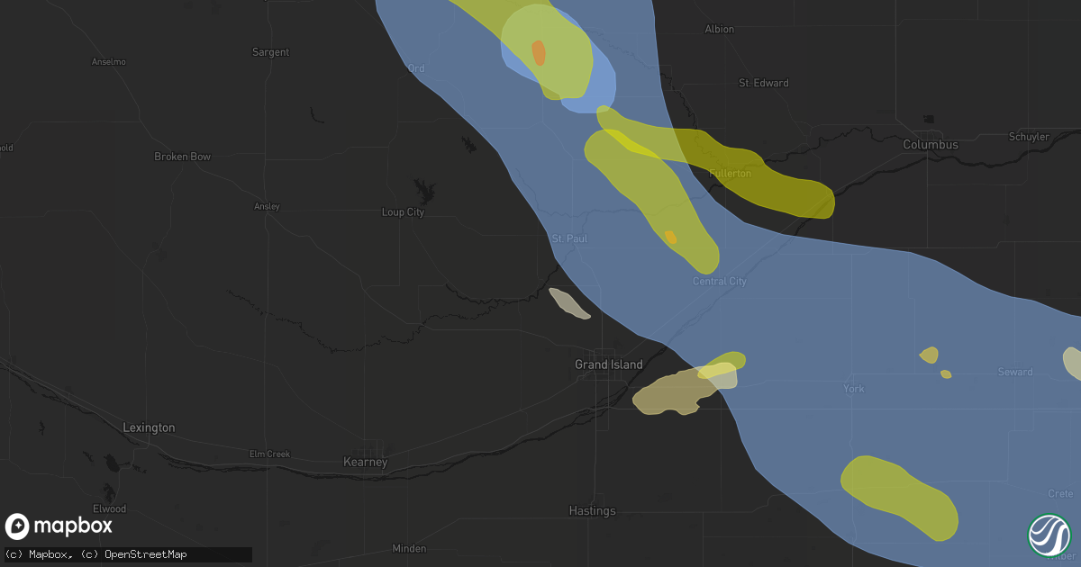 Hail map in Dannebrog, NE on August 19, 2026