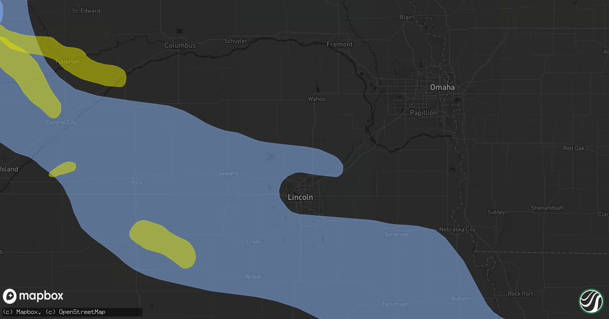 Hail map in Davey, NE on August 19, 2026