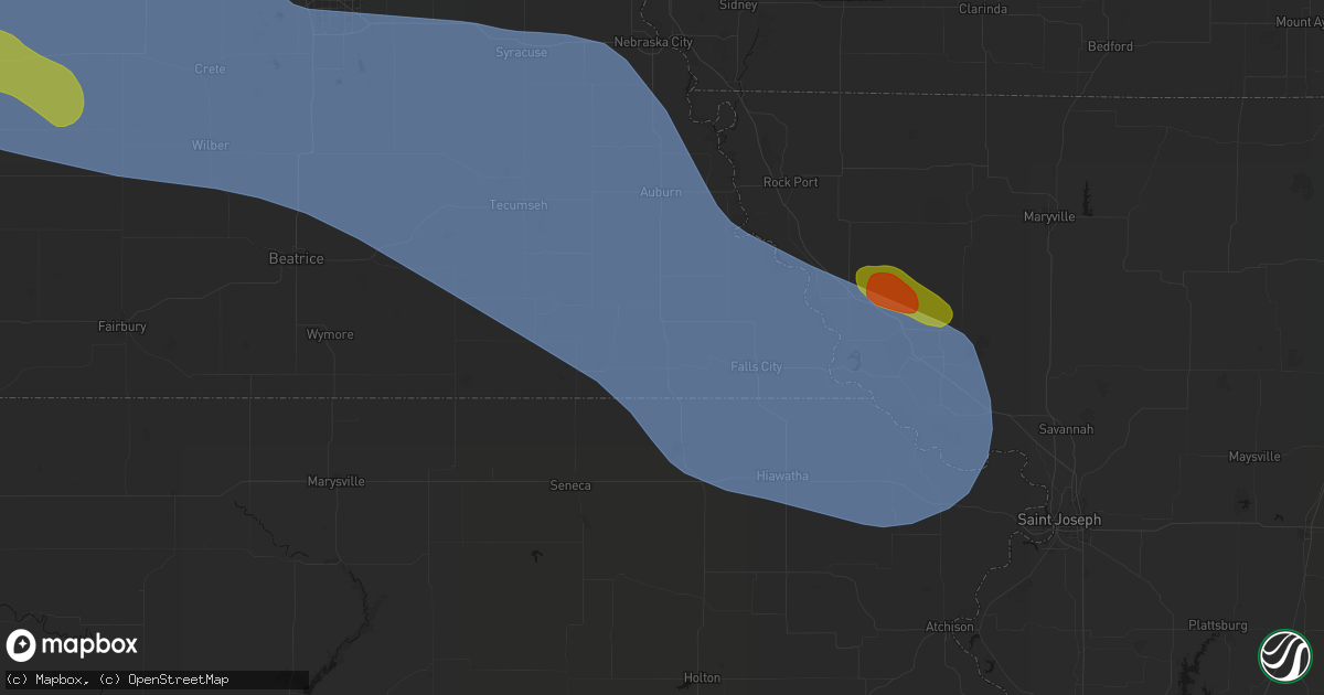 Hail map in Dawson, NE on August 19, 2026