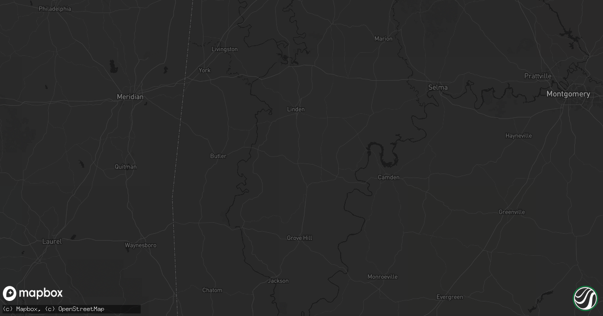 Hail map in Dixons Mills, AL on August 19, 2026