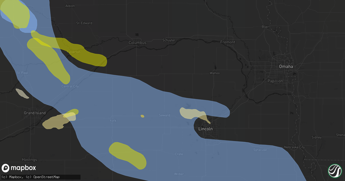 Hail map in Dwight, NE on August 19, 2026
