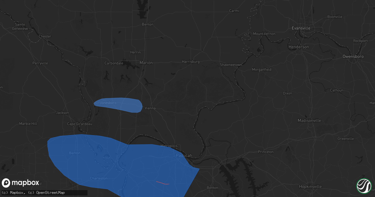Hail map in Eddyville, IL on August 19, 2026