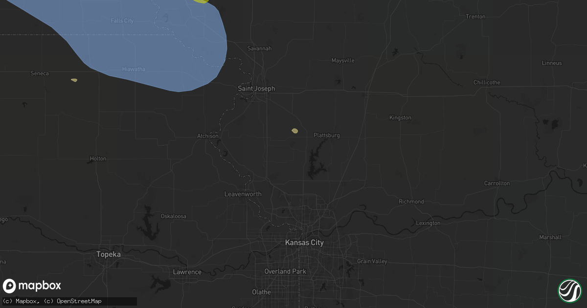 Hail map in Edgerton, MO on August 19, 2026