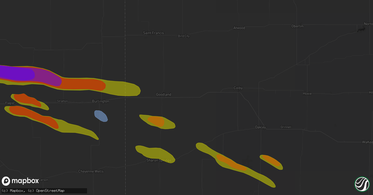 Hail map in Edson, KS on August 19, 2026