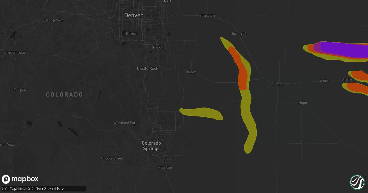 Hail map in Elbert, CO on August 19, 2026