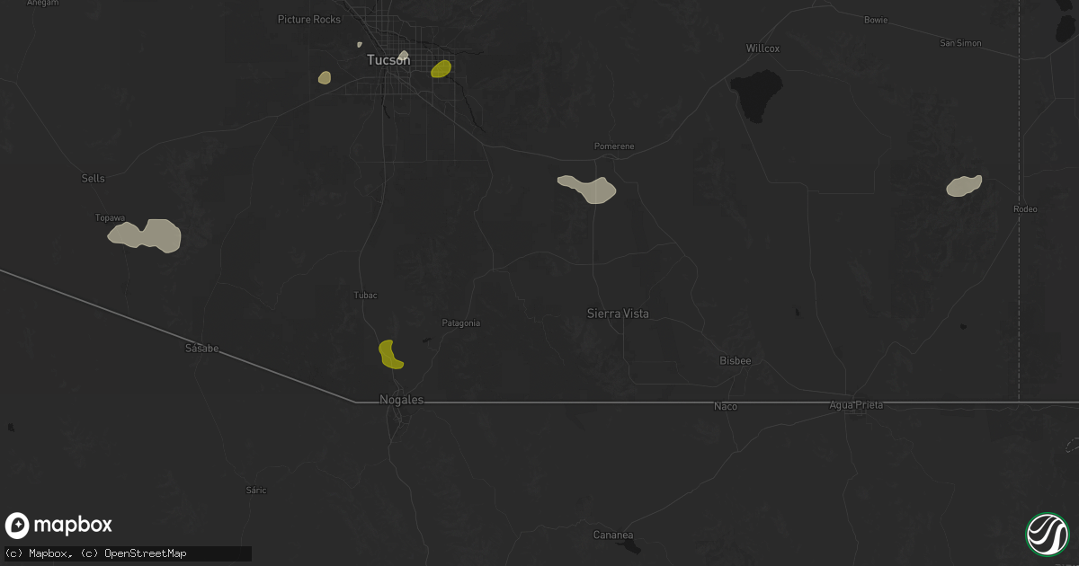 Hail map in Elgin, AZ on August 19, 2026