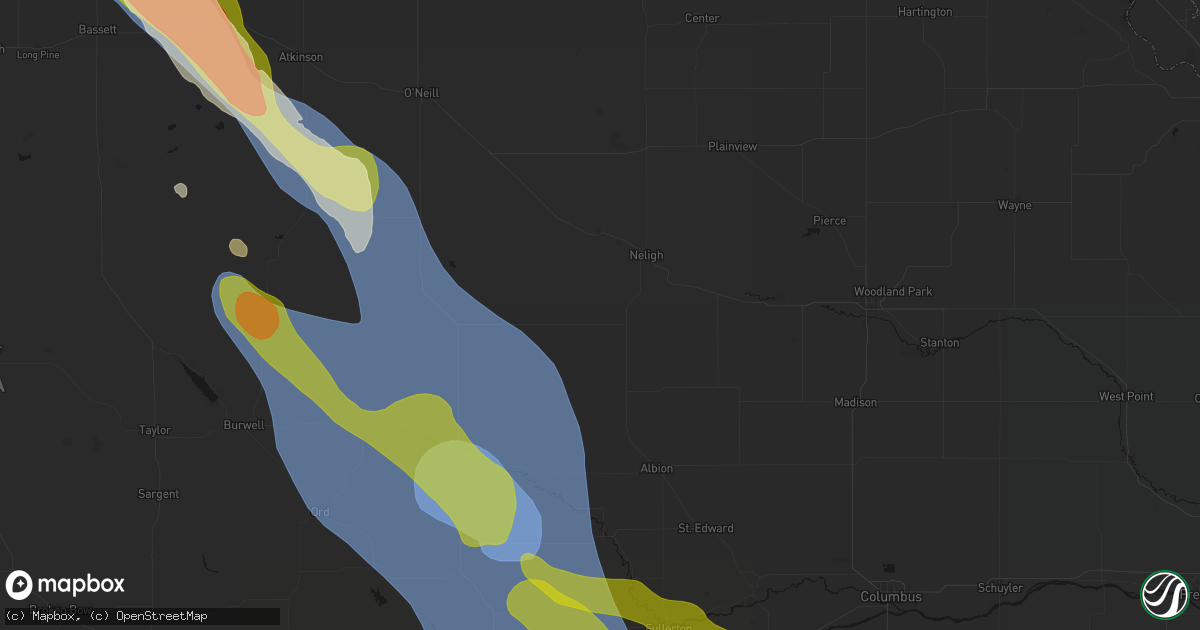 Hail map in Elgin, NE on August 19, 2026