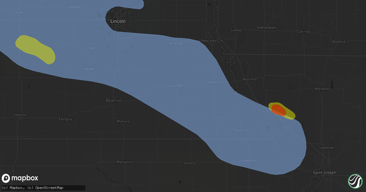 Hail map in Elk Creek, NE on August 19, 2026