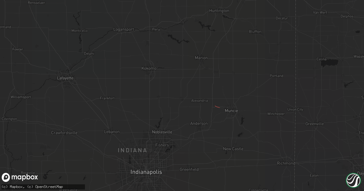 Hail map in Elwood, IN on August 19, 2026
