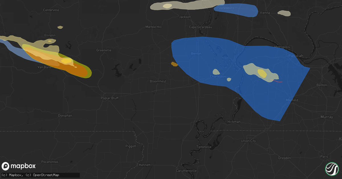 Hail map in Essex, MO on August 19, 2026