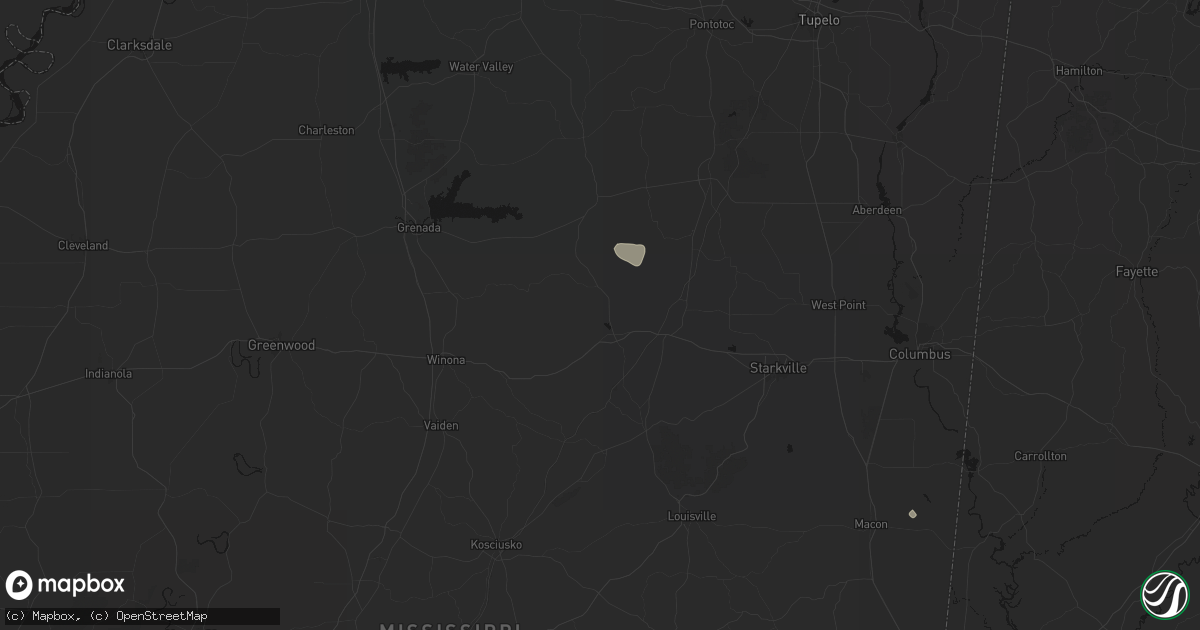 Hail map in Eupora, MS on August 19, 2026