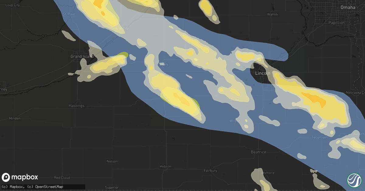 Hail map in Exeter, NE on August 19, 2026