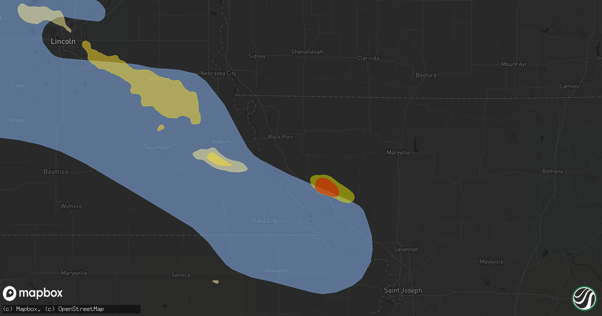Hail map in Fairfax, MO on August 19, 2026