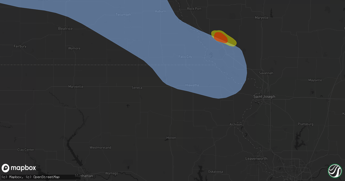 Hail map in Fairview, KS on August 19, 2026