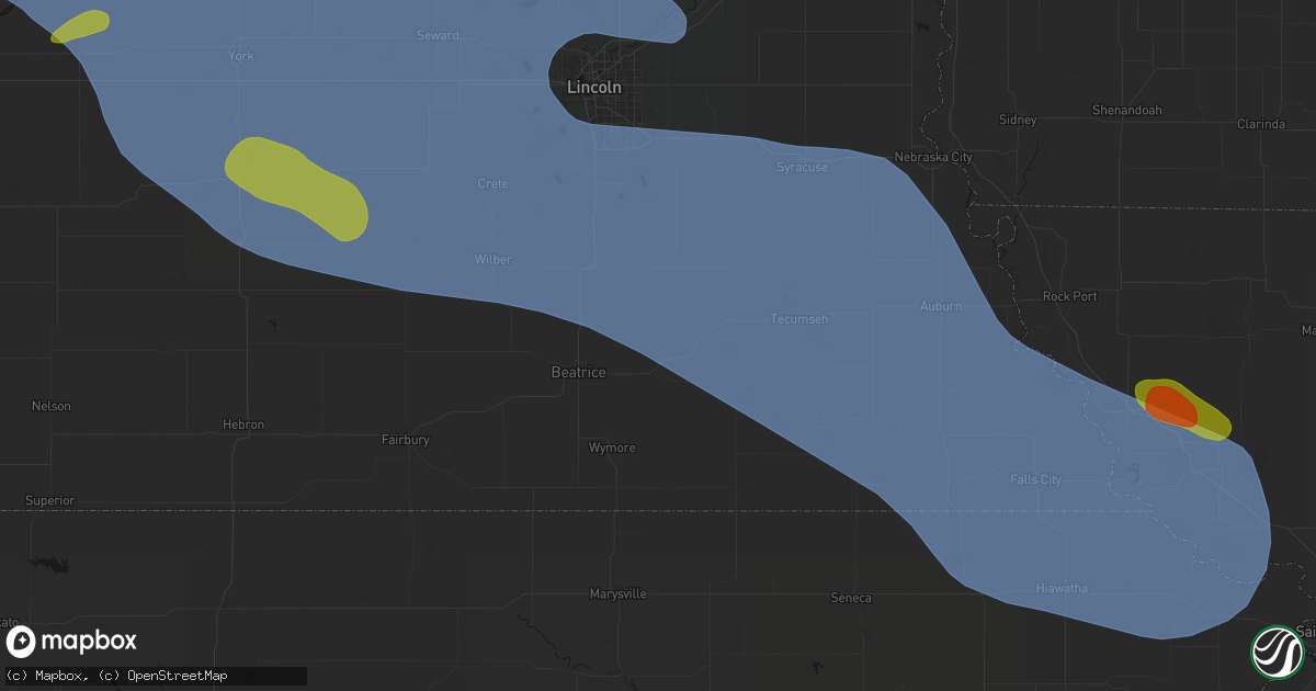 Hail map in Filley, NE on August 19, 2026