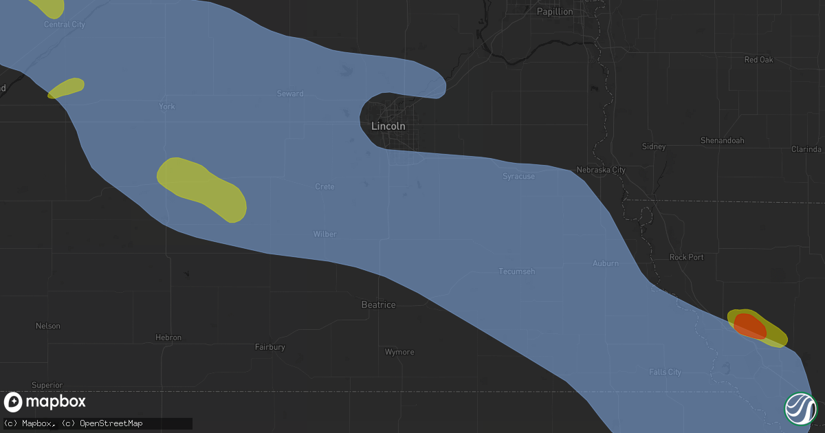 Hail map in Firth, NE on August 19, 2026