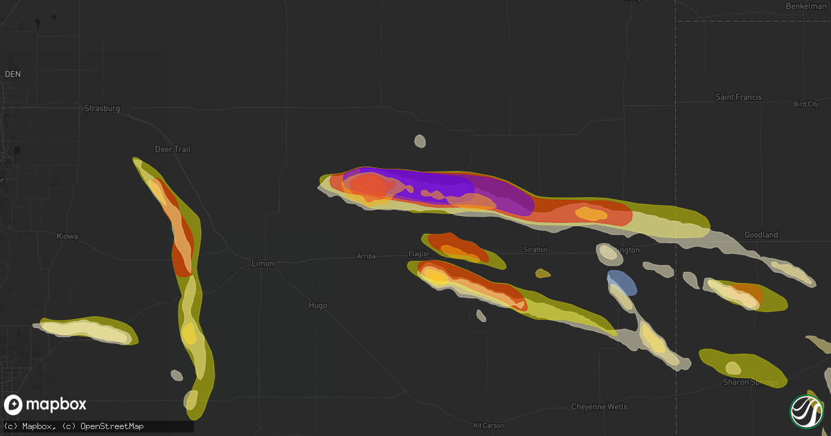 Hail map in Flagler, CO on August 19, 2026