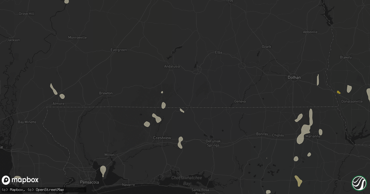 Hail map in Florala, AL on August 19, 2026